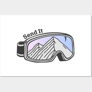 Sunset Mountain Ski Goggles | Send It Posters and Art